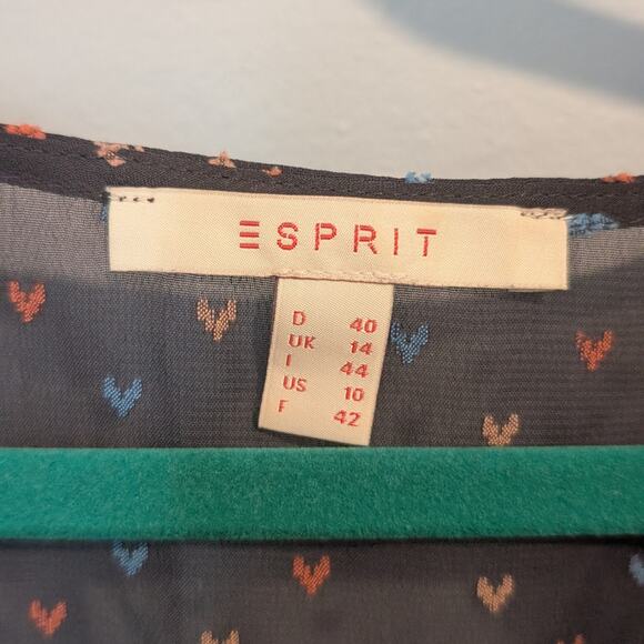 Esprit Pink and Blue Flutter Sleeve Blouse Relaxed Boxy Style - Picture 3 of 5